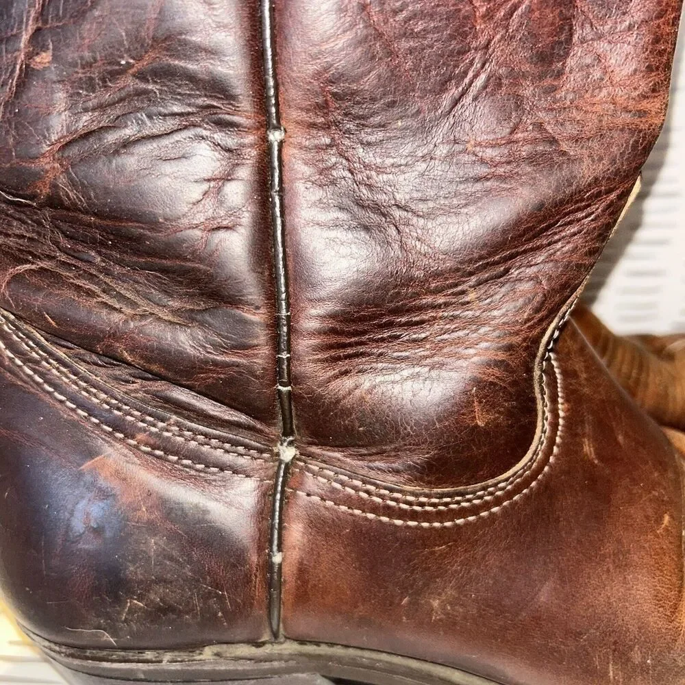 Vintage Made in USA Wrangler Brown Leather Western Boots Men's Size 10 D M9-8281